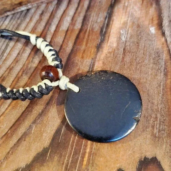 Handcrafted Tribal Bone Carved Symbols Necklace from India - Picture 4 of 6